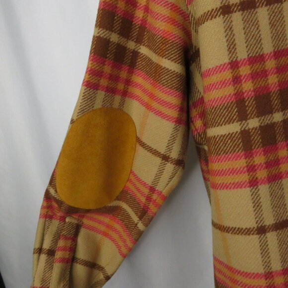 Pendleton Plaid Jacket FLAW Camel Brown Pink Wool & Lambswool  Lined Coat - Picture 10 of 15